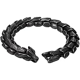 Rofusn Punk Dragon Biker Bracelet for Men: Retro Black Silver Stainless Steel Cool Viking Link Chain Wristband Cuff Bracelet To Man Valentines Birthday Fathers Day