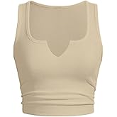QJQ Women's Basic Sleeveless V Neck Tank Tops Ribbed Knit Fitted Crop Tops Casual Workout Top
