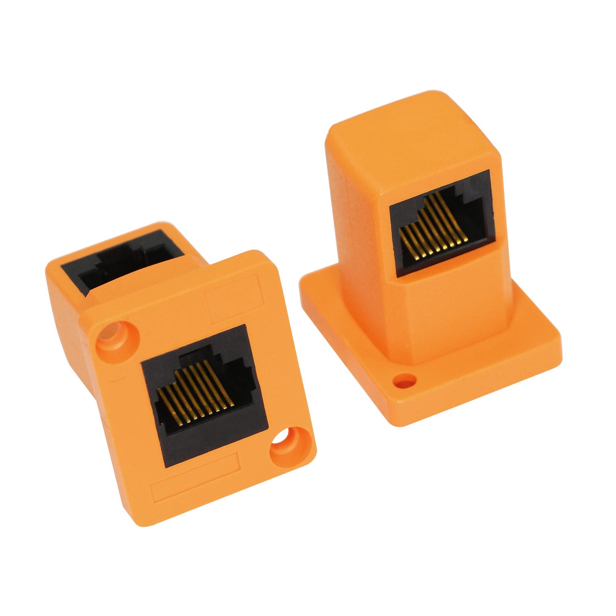 RIIEYOCA D-Type Module RJ45 Ethernet Adapter,90 Degree Right Angle Cat6 Ethernet Panel Mount Female/Female Extension LAN Network Connector,for Computers, Laptops, Routers(2-Pack)