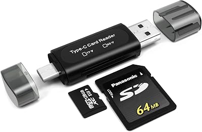 AIYEEN 4-in-1 USB C SD Card Reader Dual Slot OTG Adapter for Micro SD TF (Black)