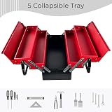 Crystals Tool Box Organiser 3 Level Cantilever with 5 Trays Red Black 47cm view 7