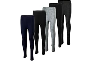 MISS POPULAR 5-Pack Girls Leggings Sizes 4-16 Soft Comfortable Cotton Spandex with Elastic Waistband Many Colors