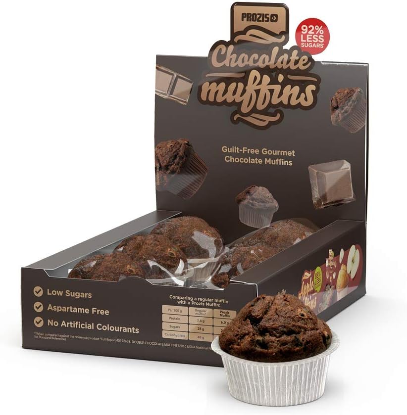Prozis 6 x Chocolate Muffins, Low Sugar Muffins, 60 g.