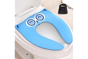Gimars Upgrade Non-Slip Easily Removed Foldable Travel Potty Seat for Toddlers & Kids, 6 Large Non-slip Silicone Pad, Home Reusable Portable Toilet Seat Cover Fits Most Toilets, Free Carry Bag