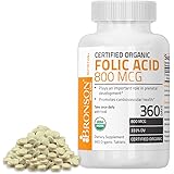 Bronson Organic Folic Acid, USDA Certified & Vegetarian, Ultimate Prenatal Vitamin, 360 Tablets