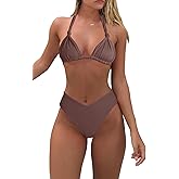 Bikini Sets for Women Sexy Halter Triangle String Bikini Cheeky V Cut High Waisted Thong Swimsuits 2 Piece