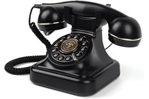 PUSOKEI Retro Bluetooth Cordless Phone with Speakerphone,Wireless Landline Style Desk Phone for Home Office, USB Rechargeable