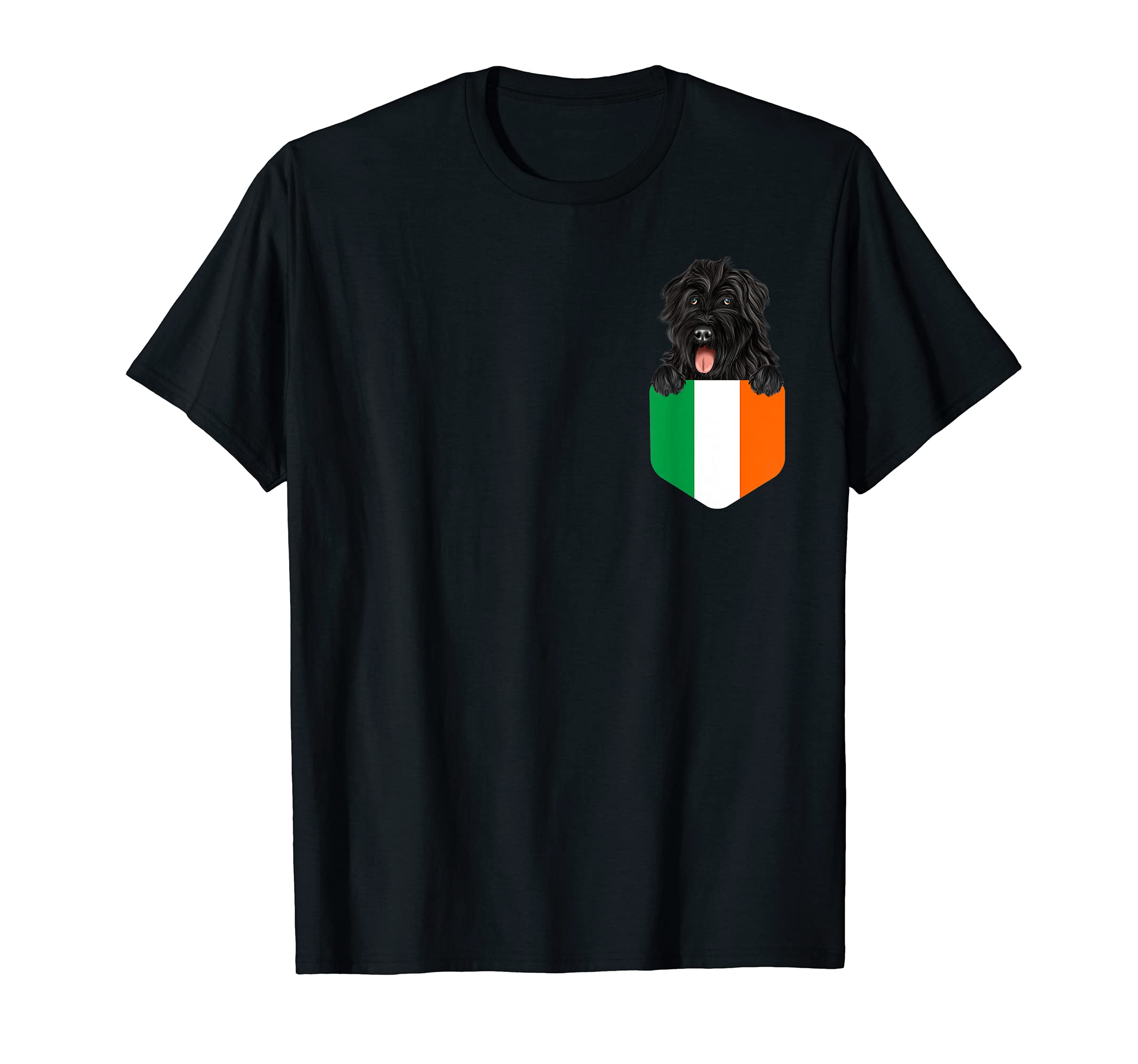 Ireland Flag Bouvier des Flandres Dog In Pocket T-Shirt