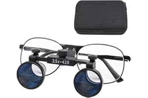 UINMYREO Dental Medical Binocular Loupes Glasses Magnifier Surgical Optical Glass Ultra-Lightweight Metal Eyeglasses (3.5X-420MM)