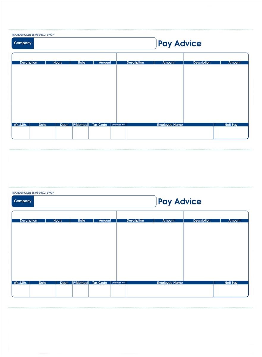 Communisis Sage Compatible Pay Advice Laser or Inkjet 210x102mm - Ref DUKSA011 (500 Forms/1000 Payslips)