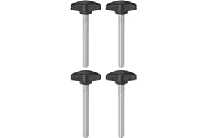 HARFINGTON 4pcs Tee Wing Knobs Thumb Screws M8 x 60mm Standard Male Thread Plastic T Knobs Handles Hand Clamping Knobs Grip Thumbscrew, Black