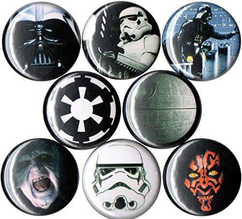 Set of 8 Star Wars Dark Side 1" pins/buttons/badges