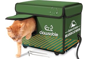 JLSAME Heated Cat House for Outdoor Cat in Winter | Weatherproof Heated Cat Shelter Kitty Bed with Pet Heating Pad | Waterproof & Elevated & Insulated Feral Cat House | Warm Home for Outside Stray Barn Cat
