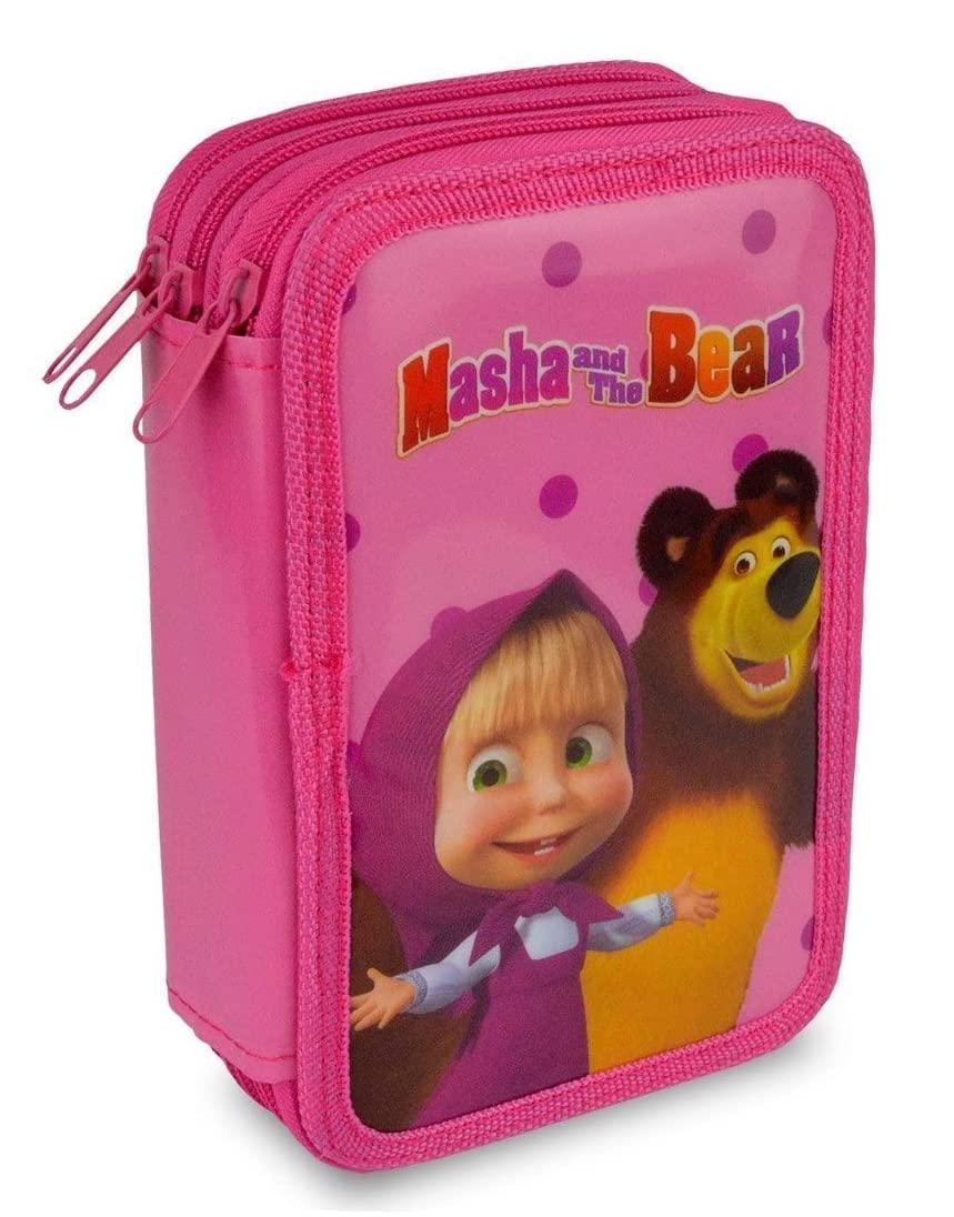 GESCO Triple Pencil Case Masha & Bear, multi-coloured, L, Cartoon