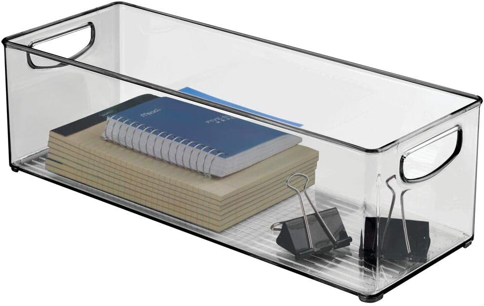 mDesign Office Storage Box — Plastic Storage Box for Stationery, Files ...