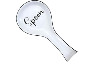Home Acre Designs Spoon Rest For Kitchen Counter & Stove Top - White Ceramic Spoon Holder for Cooking & Counter Protection - Essential Kitchen Gadgets - White Farmhouse