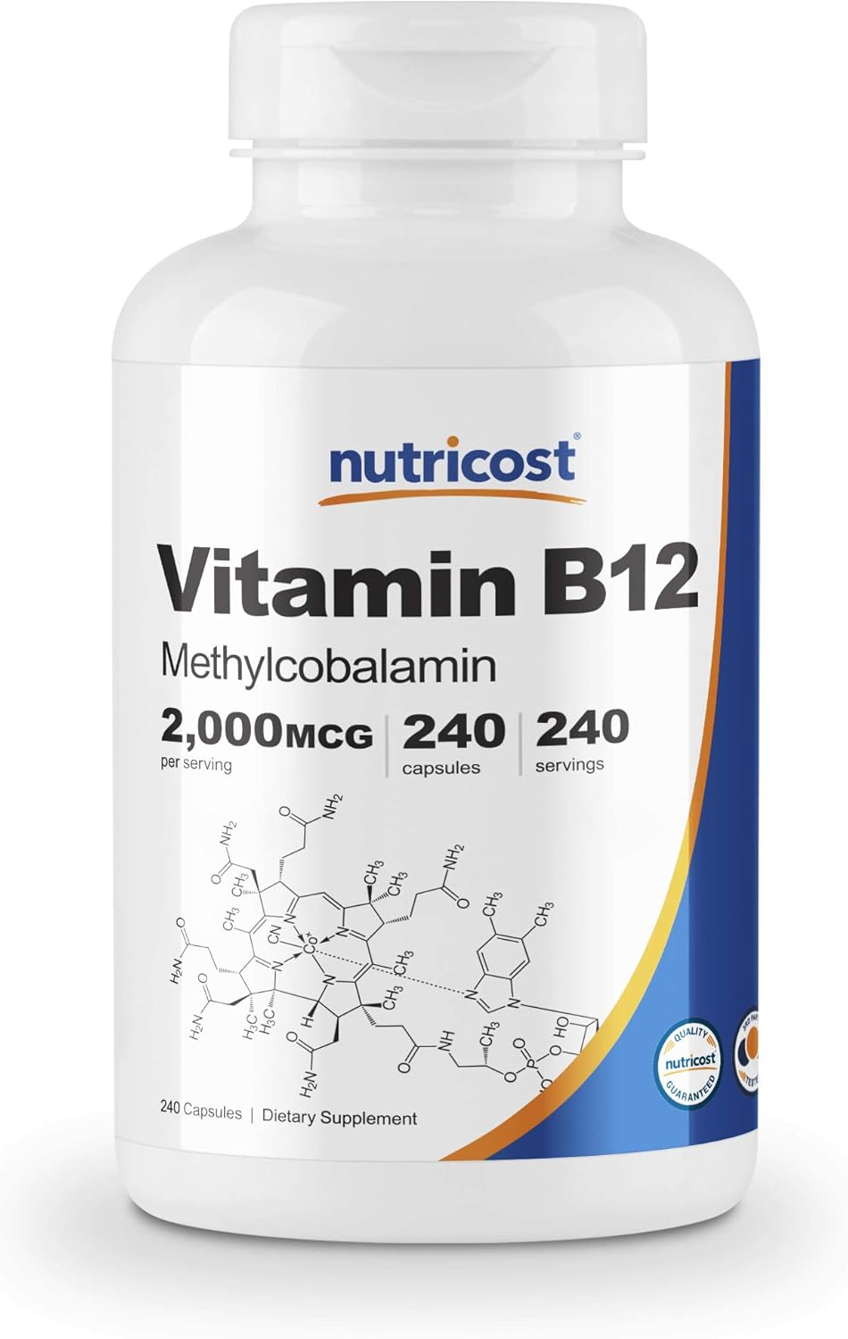 Vitamina B12, 0.00007 oz, 240 cápsulas, Nutricost Health
