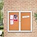 Quartet Cork Bulletin Board, 2 Glass Doors, Enclosed, 4' x 3', Outdoor Message Board, Aluminum Frame (2124)