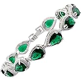 RIZILIA Tennis Bracelet & Pear Cut CZ [4 Colors Available] in White Gold Plated, 7"