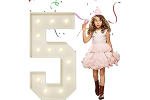 eufony 4FT Marquee Light Up Numbers, Large Marquee Numbers 5 for 5th 35th 50th Birthday Party Decorations, Giant Light Up Numbers Anniversary Decor, 4 Feet Mosaic Number 5 with LED Lights DIY Kit