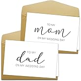 Set of 2 Wedding Day Card to Parents, 1 To My Dad on My Wedding Day Card, 1 To My Mom on My Wedding Day Card