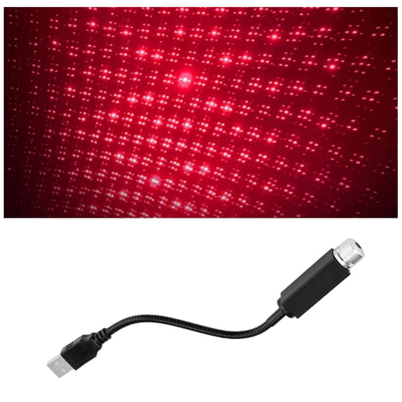 Annadue USB Night Light, Romantic Mini LED Projector Lamp, Flexible USB Christmas Lights for Car, Projector Ceiling Star Red Light Lamp Fit All Cars Party, Home Room.