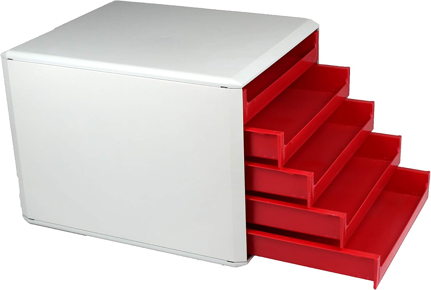 Metzger & Mendle 5 Drawer Unit A4-C4 Light grey/red - Image 3