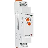 BAOMAIN Delay Off Timer Relay 16A 1-SPDT 12-240V AC/DC TBT7-C1 | 1-SPDT 1NO 1NC 0.1s-10 Days Range Adjustable Time Relay DIN Rail Mount,for Post-Shutdown Fan Cooling &amp; Pump Circulation