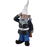 Zeckos 8-Inch Tall Saluting Dress Blues Bill U.S. Marine Military Garden Gnome Statue - Patriotic Indoor/Outdoor Decor for Your Garden, Porch or Shelf Display