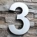 QT Modern House Number - LARGE 8 Inch - Brushed Stainless Steel (Number 3 Three), Floating Appearance, Easy to install and made of solid 304