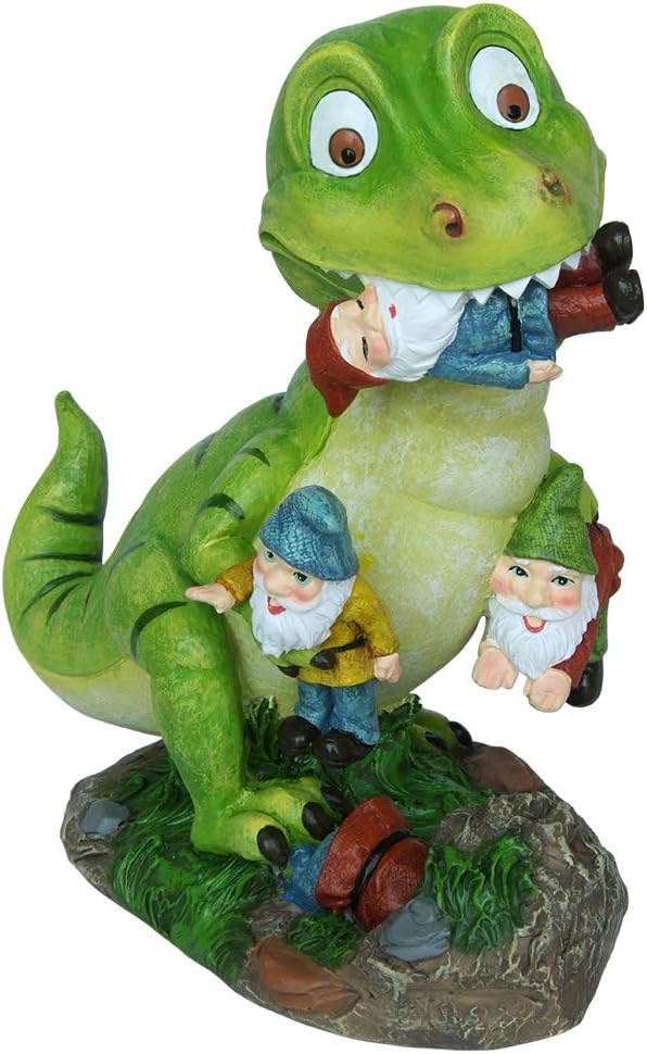 CCOQUS Garden Gnome - T Rex Massacre Gnomes Statue for Outside Outdoor Funny Garden Decoration Large Lawn Patio Art Sculpture: Home & Kitchen