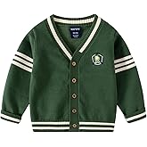Yaopelky Boys Cardigan Sweater Button Up V Neck Knit Outerwear Long Sleeve Coat Embroidered Casual Jacket