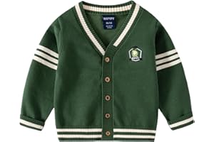 Yaopelky Boys Cardigan Sweater Button Up V Neck Knit Outerwear Long Sleeve Coat Embroidered Casual Jacket