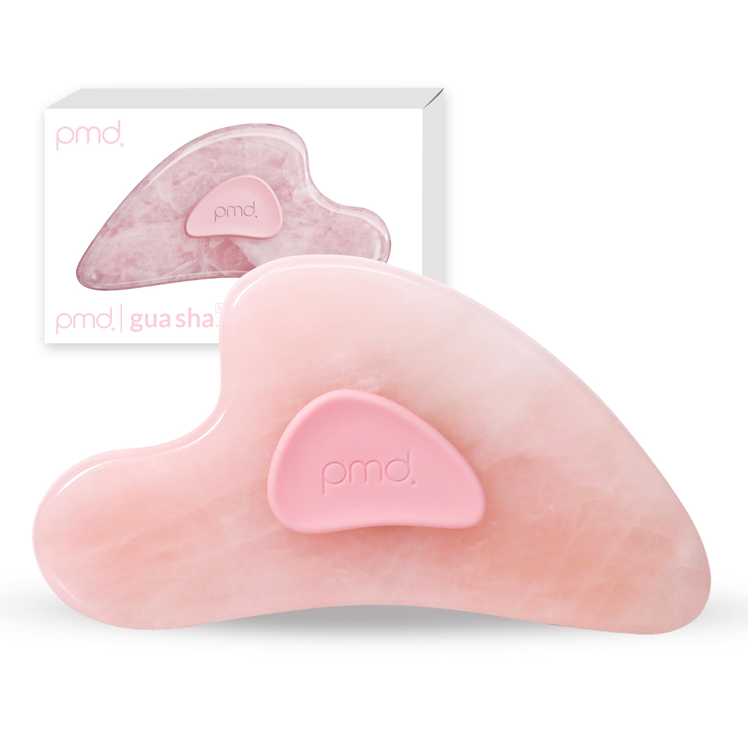 Photo 1 of PMD Beauty Gua Sha Facial Tools - Massaging, Sculpting and Depuffing Guasha Tool for Face with Rose Quartz and Silicone Grip - Reduce Tension & Inflammation
