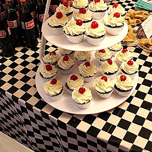 Avando Black and White Gingham Checkered Tablecloths, Waterproof Oil Resistant Picnic Table Covers Disposable Table Cover 54" x 108" Pack of 3 Tableware for Party Catering Events