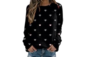 Women's Valentines Day Tops Fasion Crewneck Long Sleeve Sweatshirt Casual Pullover Heart Printed Blouse Top