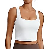 PINSPARK Sports Bra for Women Square Neck Longline Tank Top with Built in Bra