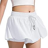 BOOPH Girls Flowy Shorts Athletic Butterfly Shorts with Inner Pockets 2-in-1 for Girls Running Tennis Sports