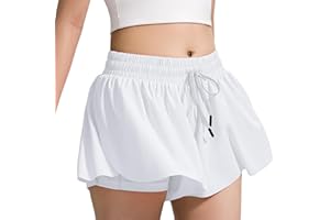 BOOPH Girls Flowy Shorts Athletic Butterfly Shorts with Inner Pockets 2-in-1 for Girls Running Tennis Sports