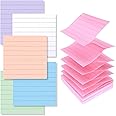 Lined Pop Up Sticky Notes 3x3 inch Refills, Easy to Post Sticky Notes with Lines, Accordion Sticky Notes,z fold Sticky Notes,Pink,Orange,White,Green, Blue,Purple