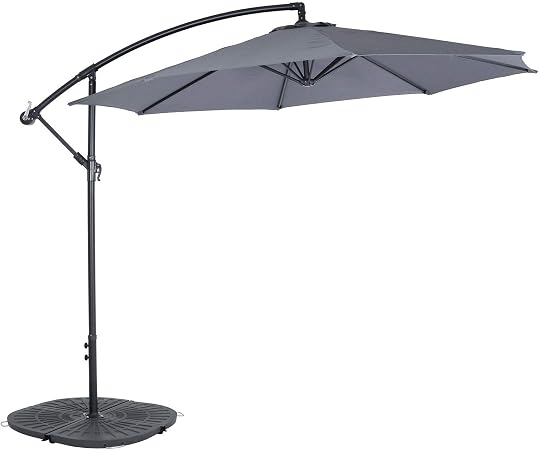 Azuma 3m Garden Parasol Banana Style Grey Cantilever Sun Shade 8 Panel Offset Patio Umbrella Bistro Style Canopy With Uv50 Protection For Summer Outdoor Dining Air Vent Cross Base Amazon Co Uk Garden