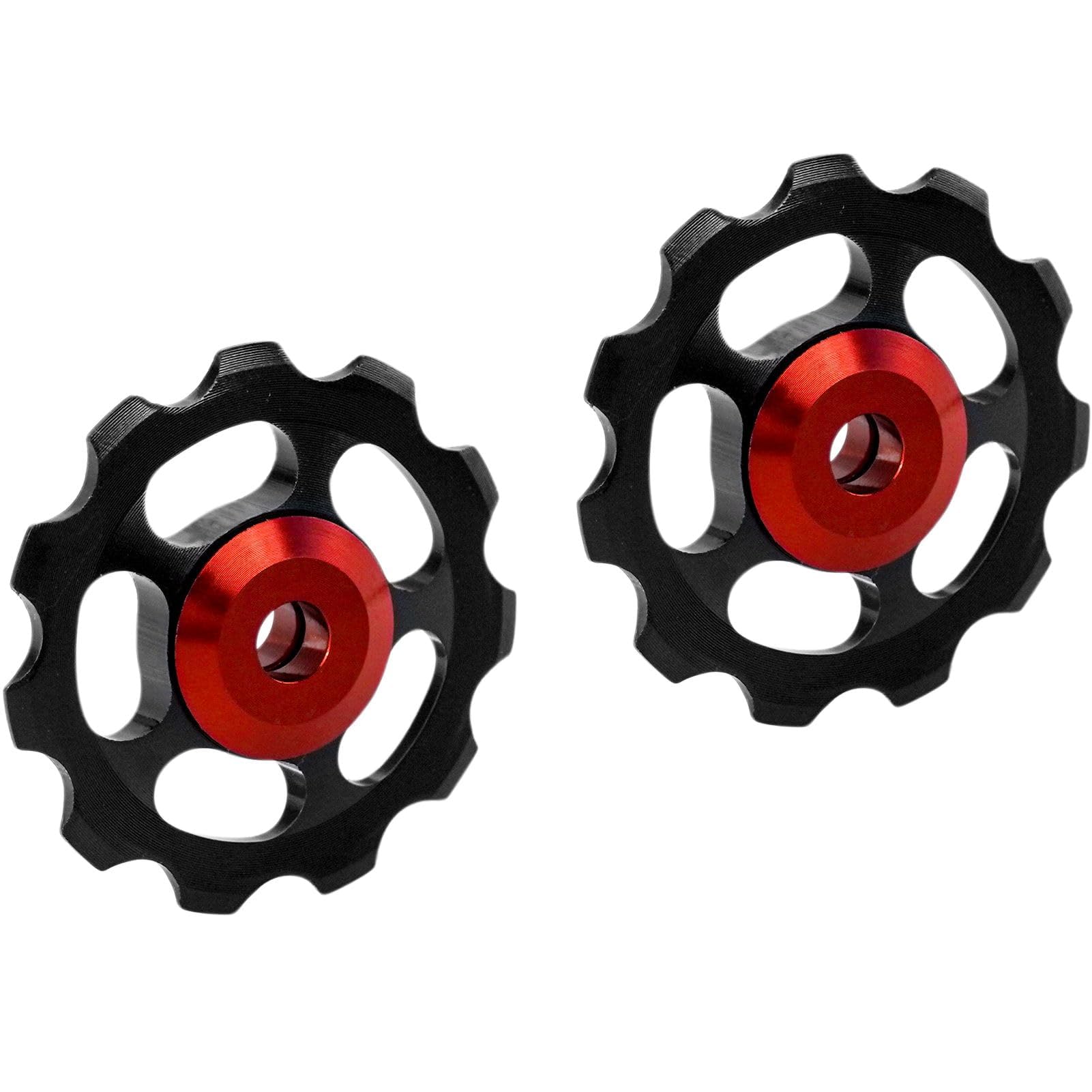 2pcs Rear Derailleur Pulley, 2pcs Aluminum Alloy Road Mountain Bike Derailleur Jockey Wheels Derailleur Pulley Guide Bearing replacement for Black/Red/ Golden/Si