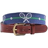 Crossed Racquets Needlepoint Belt in Classic Navy by Smathers & Branson