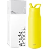 Simple Modern Water Bottle with Straw lid | Insulated Stainless Steel Thermos | Reusable Travel Water Bottles for Gym & Sports | Leak Proof & BPA Free | 34oz, Canary