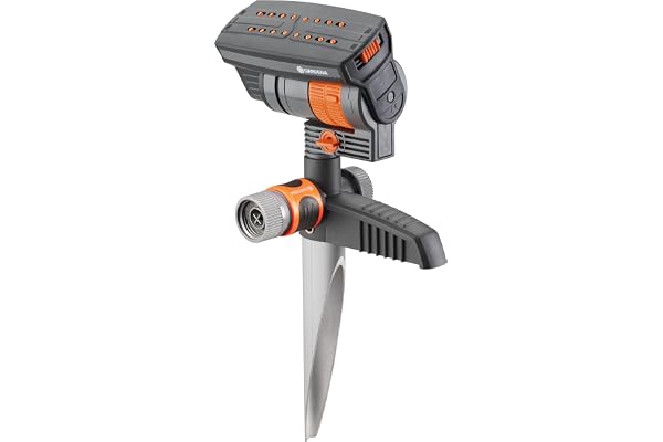 Gardena N83-SZMXFP Frost-Proof ZoomMaxx Oscillating Sprinkler on Spike, 2,300 Sq. Ft. Coverage, Spike Base for Flexible and P