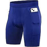 Anawakia Men's Compression Shorts with Zipper Pocket Running Workout Athletic Underwear Spandex Sport Shorts