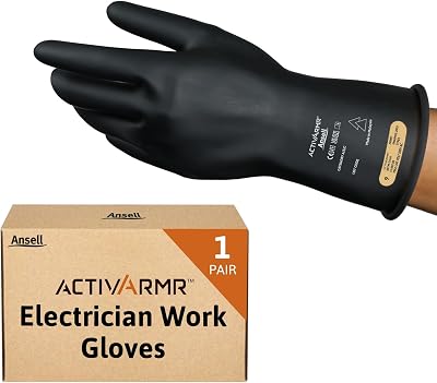 Ansell ActivArmr Electrician Work Gloves Class 00 500V Size M 11in Black
