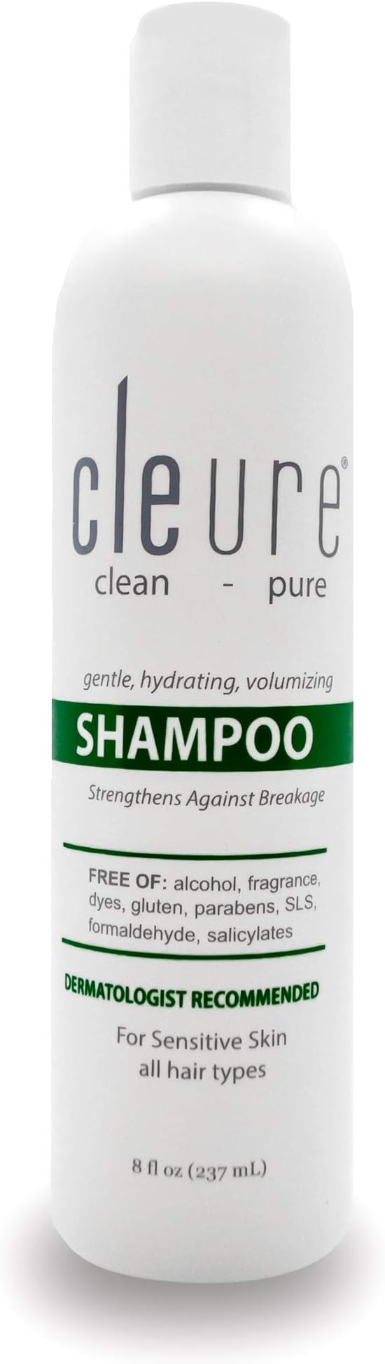 Cleure Shampoo For Sensitive Skin | Free of: Fragrance, Parabens, SLS, Gluten, Vegan | 8 fl oz