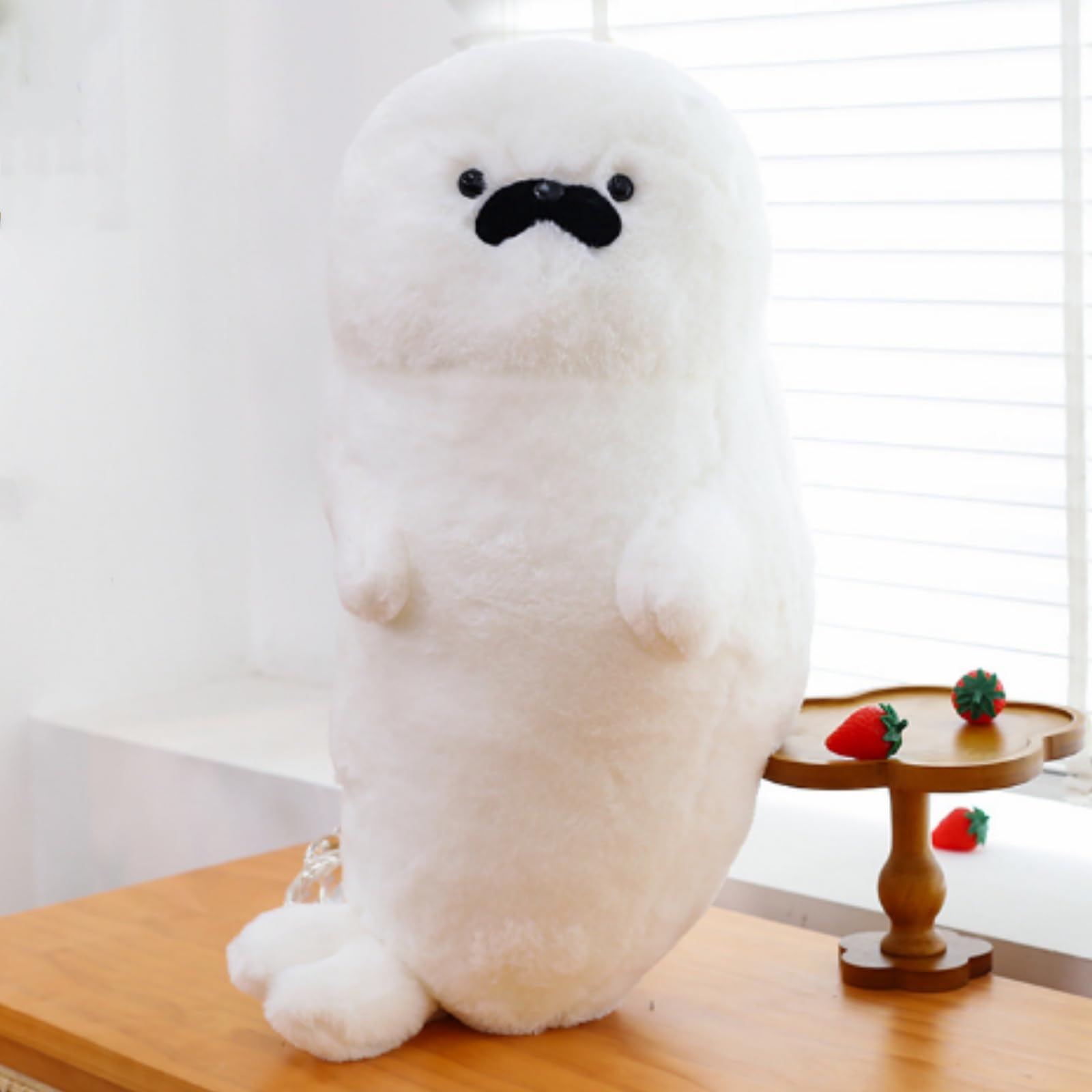 OUKEYI 23.7 inch /60cm Seal Plush Pillow，Chubby Plush Hug Pillow， Soft Seal Stuffed Animal Toy， for Boys Girls, Kids Gifts for Birthday,Valentine,Christmas (White)