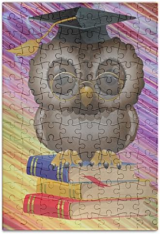 YYGOODS Owl With School Books And Cap Amusing Jigsaw Puzzle A4 Picture Print Jigsaw Size 120 Pieces